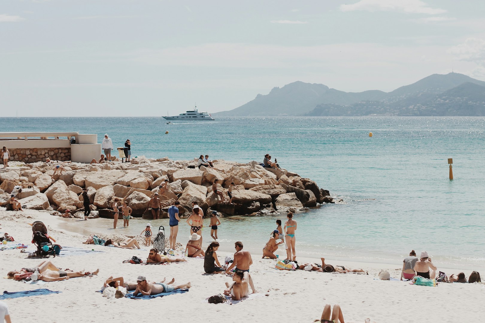 One of the beaches in Saint-Raphaël in the middle of the town